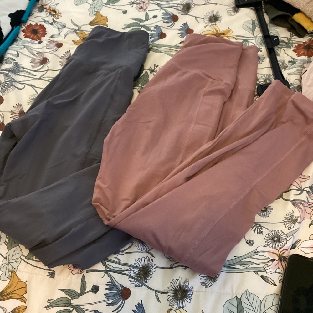 Amazon Essentials Pink and Gray High-Waisted Leggings